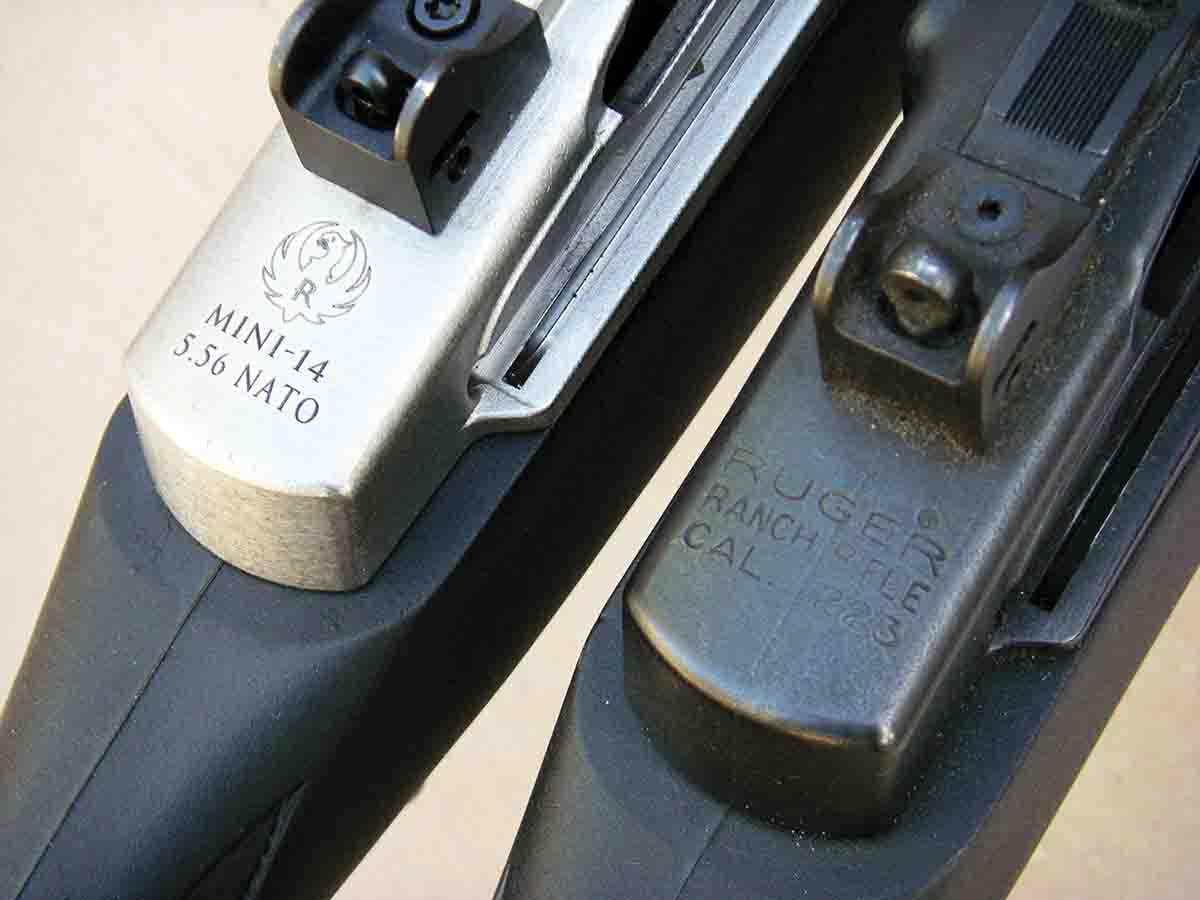 With the exception of the Mini-14 Target rifle, regardless of how the receiver is marked, they are suitable for 5.56 NATO or .223 Remington ammunition.